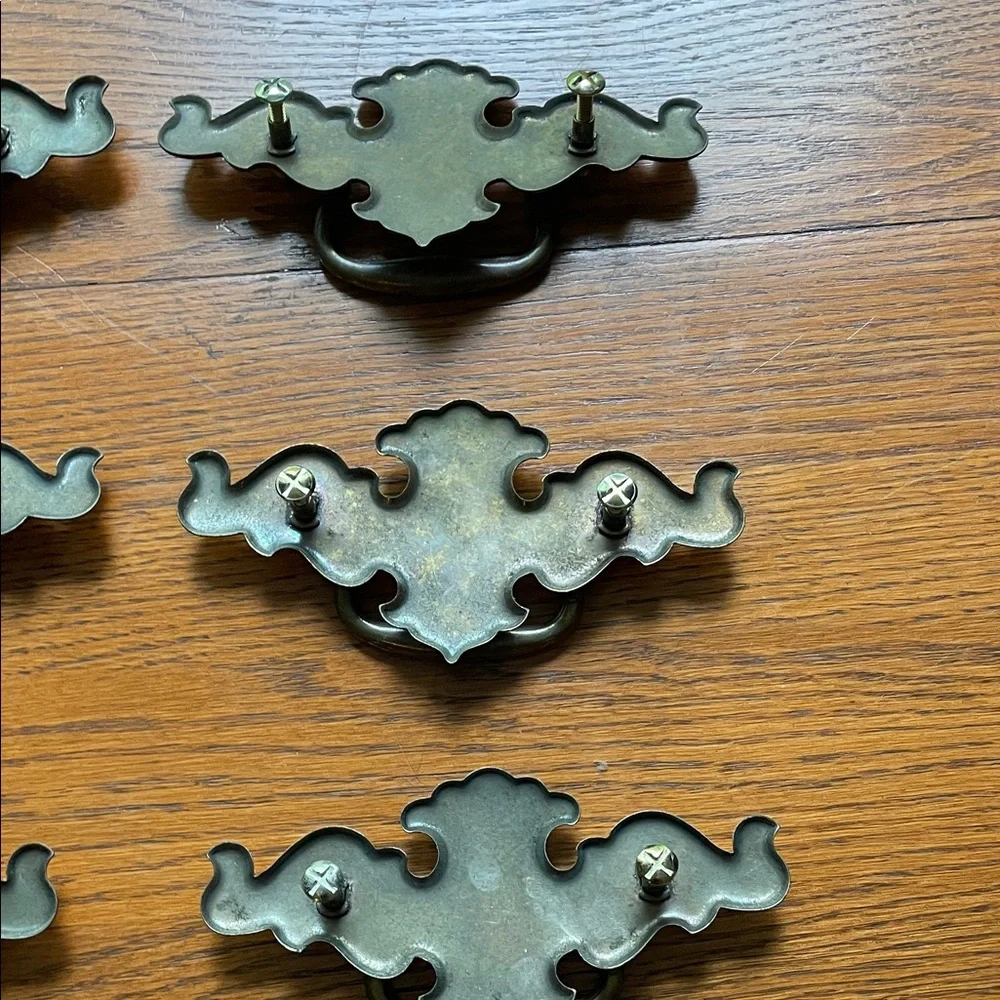 Vintage large Brass Drawer Pulls - Set of 8